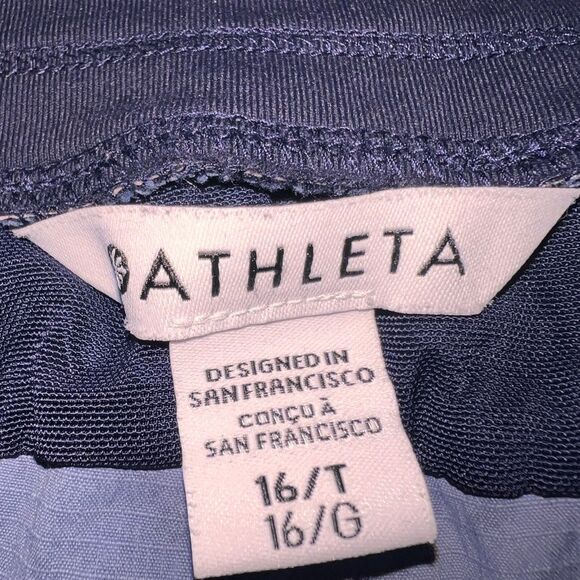 Athleta Trekkie North Floral Jogger Pants Navy Blue White Print Women’s 16 Tall - Picture 6 of 7